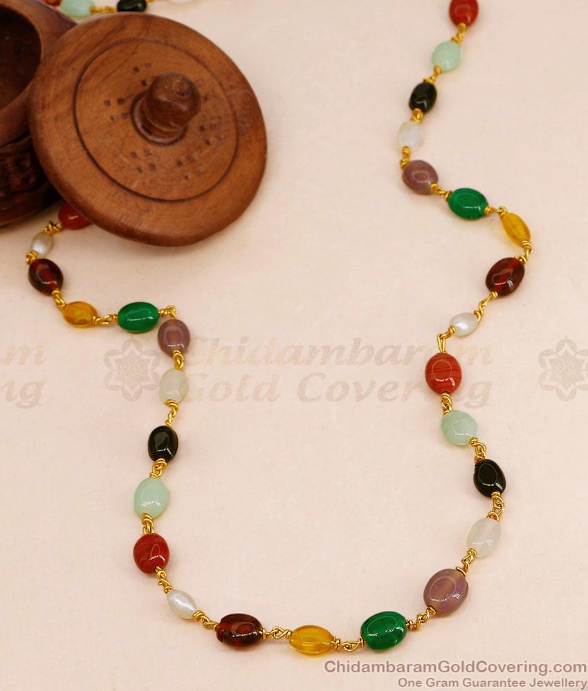 CKMN251 Traditional Navaratnam Crystal Beads Daily Wear Gold Plated Chain CKMN251 Traditional Navaratnam Crystal Beads Daily Wear Gold Plated Chain