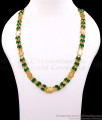CKMN253 Two Line Green Crystal Gold Imitation Lakshmi Coin Chain Online