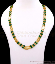 CKMN253 Two Line Green Crystal Gold Imitation Lakshmi Coin Chain Online