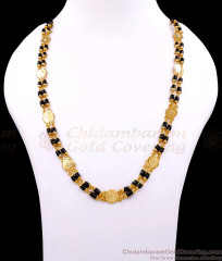 CKMN255 South Indian Black Crystal Beads Micro Gold Plated Lakshmi Coin Chain Online