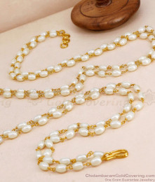 CKMN257-Lg 30 Inch Long Double Line Pearl Malai Gold Imitation Chain Shop Online