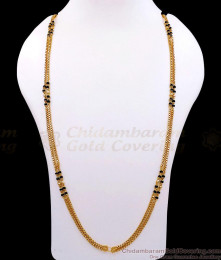 CKMN258-Lg 30 Inch Long Karugamani Gold Plated Double Line Chain For Women
