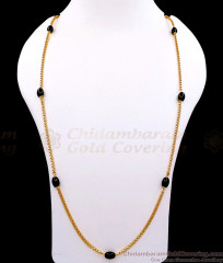 CKMN259-Lg 30 Inch Long Traditional Black Crystal 1 Gram Gold Chain For Daily Use
