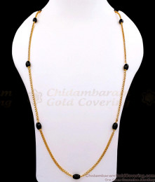 CKMN259-Lg 30 Inch Long Traditional Black Crystal 1 Gram Gold Chain For Daily Use
