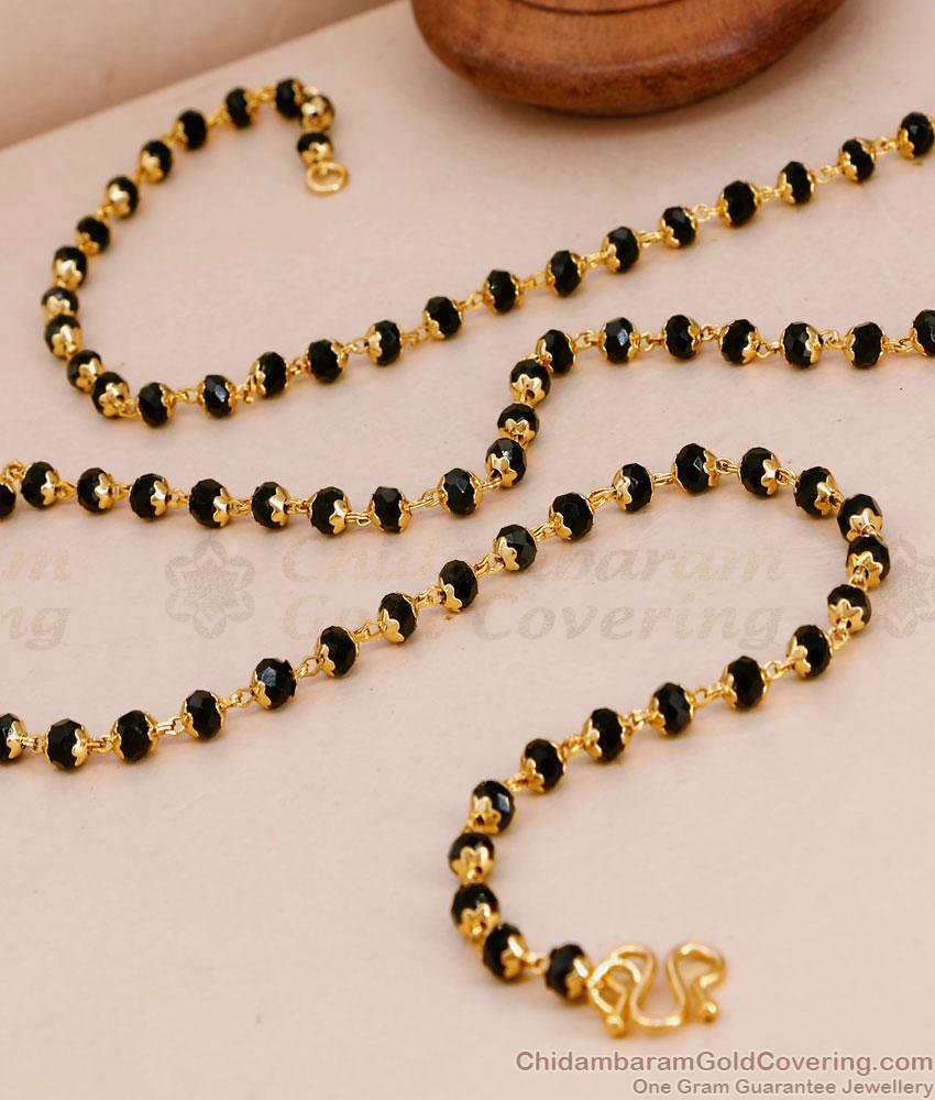 CKMN260 Regular Use Black Crystal Beads Gold Imitation Chain Karimani Mala