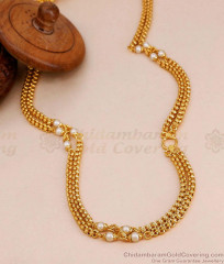 CKMN261-Lg 30 Inch Long One Gram Gold Pearl Beads Rettavadam Chain Shop Online CKMN261-Lg 30 Inch Long One Gram Gold Pearl Beads Rettavadam Chain Shop Online