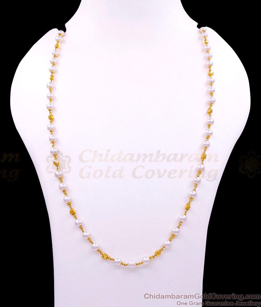 CKMN264 Latest Muthu Mani Gold Beaded Chain Pearl Jewelry CKMN264 Latest Muthu Mani Gold Beaded Chain Pearl Jewelry