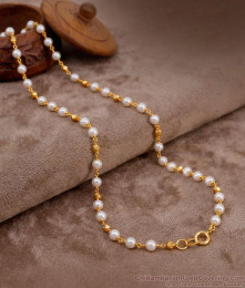 CKMN264 Latest Muthu Mani Gold Beaded Chain Pearl Jewelry CKMN264 Latest Muthu Mani Gold Beaded Chain Pearl Jewelry