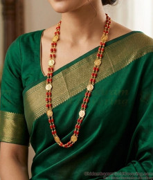 CKMN265-Lg 30 Inch Long 2 Line Gold Imitation Lakshmi Coin Coral Chain CKMN265-Lg 30 Inch Long 2 Line Gold Imitation Lakshmi Coin Coral Chain