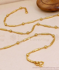 CKMN266 Buy 1 Gram Gold Plated Light Weight Chain Golden Beads Mala