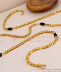 CKMN268-Lg 30 Inch Long 1 Gram Gold Box Chain Black Pearls Design CKMN268-Lg 30 Inch Long 1 Gram Gold Box Chain Black Pearls Design