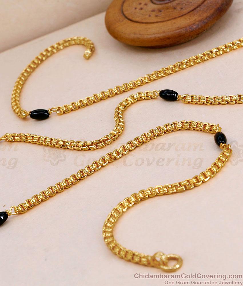 CKMN268-Lg 30 Inch Long 1 Gram Gold Box Chain Black Pearls Design CKMN268-Lg 30 Inch Long 1 Gram Gold Box Chain Black Pearls Design