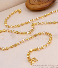 CKMN269 Gold Plated Sparkling White Crystal And Golden Bead Chain CKMN269 Gold Plated Sparkling White Crystal And Golden Bead Chain