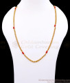 CKMN270 1 Gram Gold Plated Red Pavalam Bead Thick Round Box Daily Wear Chain