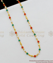 CKMN30 Thin Kerala Navamani Malai Multi Color Beads Design Chain For Ladies Online Collection