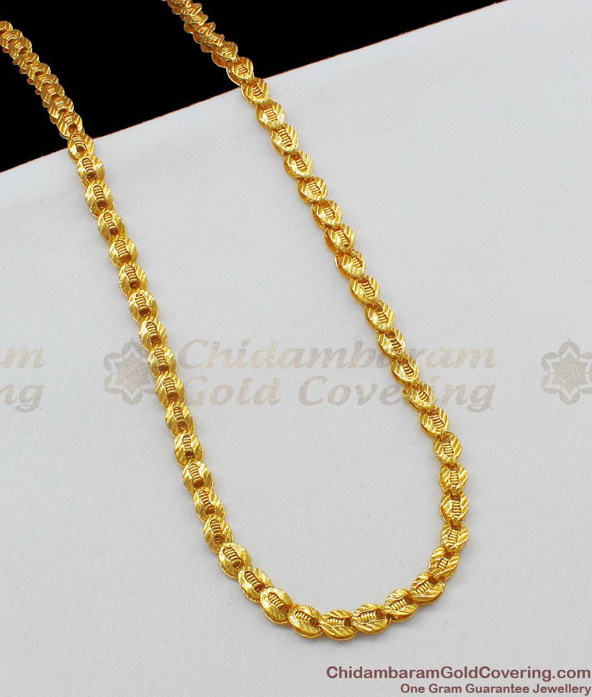 CKMN32 Petal Balls Kerala Malai Real One Gram Gold Design Chain For Ladies Latest Model