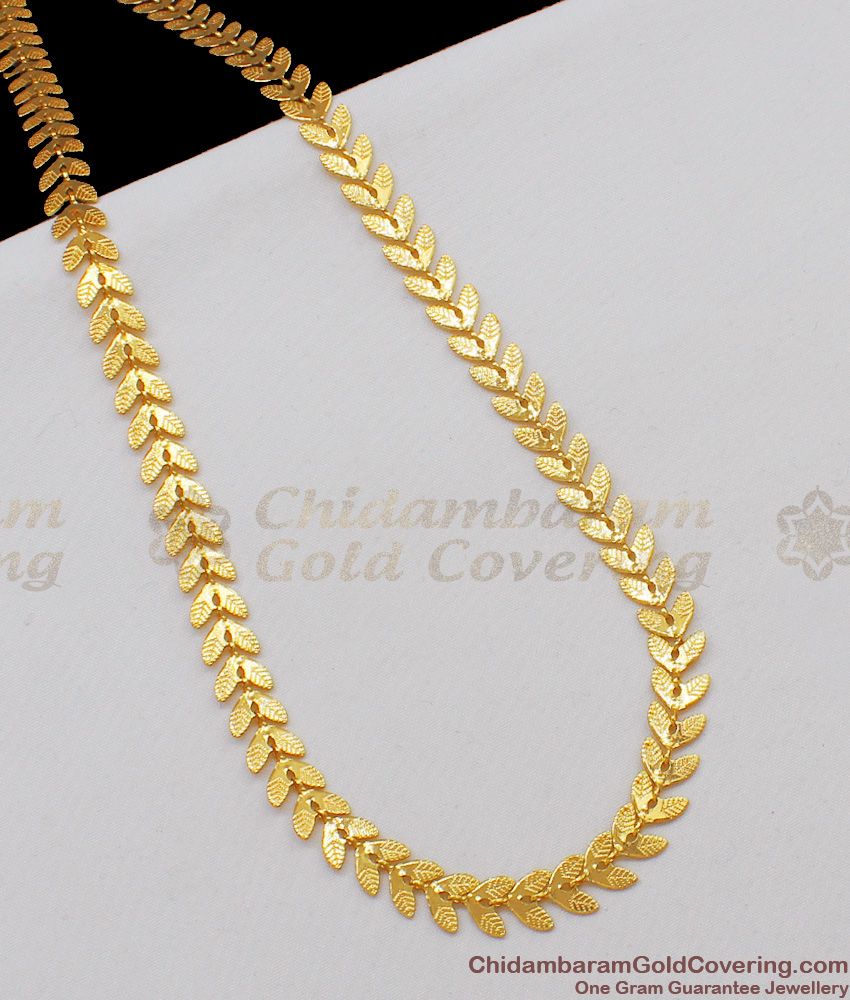 CKMN33 Fancy leaf Pattern One Gram Gold Chain Design For Womens ...
