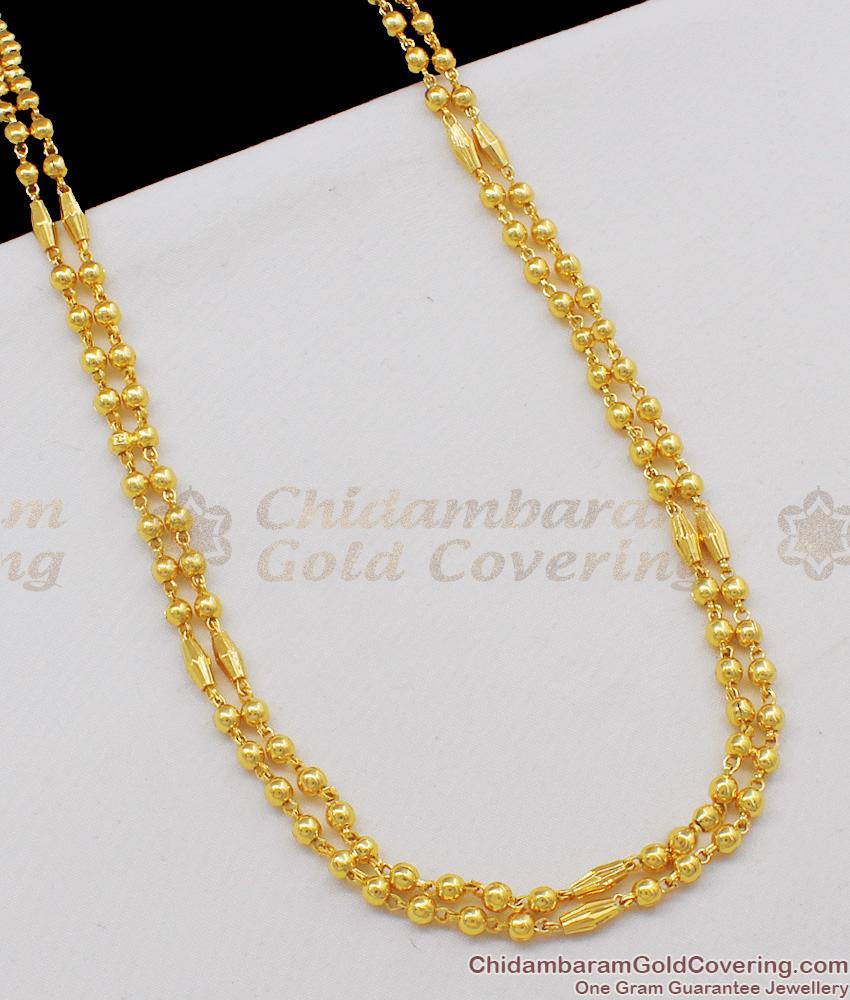 CKMN34 Rettai Vadam One Gram Gold Double Chain For Ladies Gold Beads Model