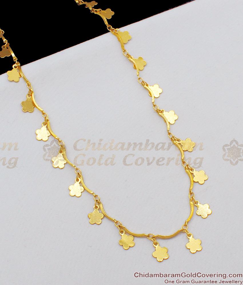 CKMN38 - 24 Inches Fancy leaf Pattern One Gram Gold Chain Design For Womens Daily Use