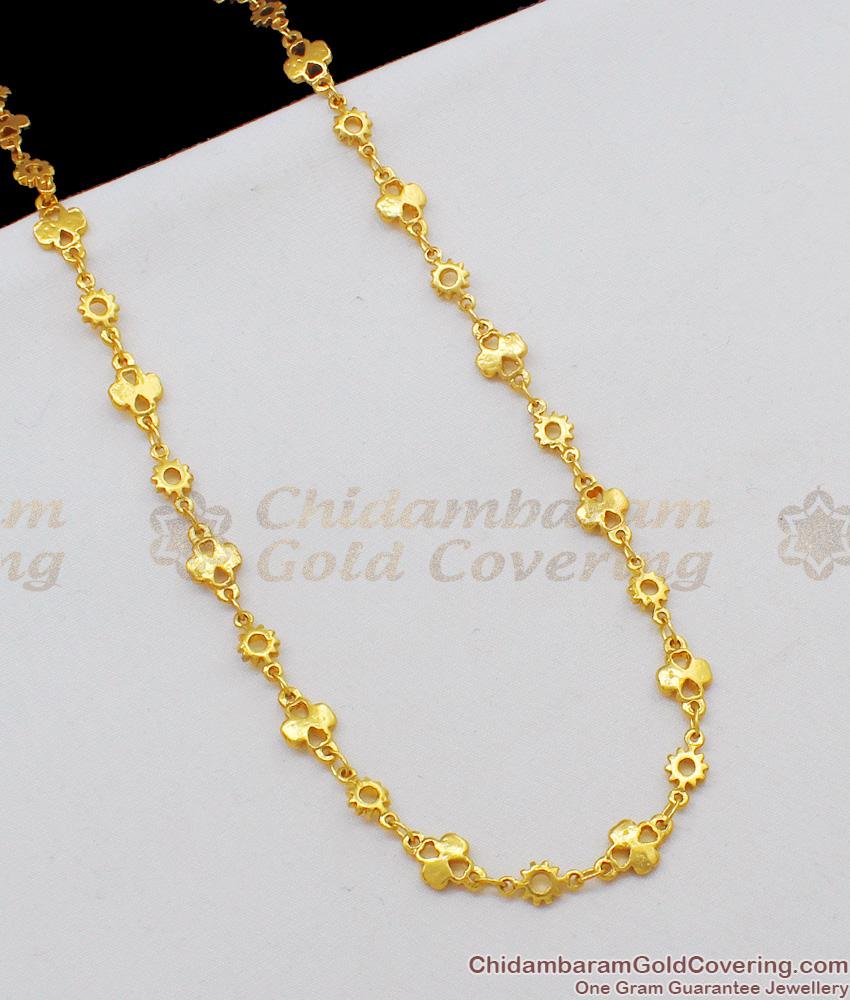 CKMN39 - 24 Inches Fancy Chain One Gram Gold Design For Womens Daily Use