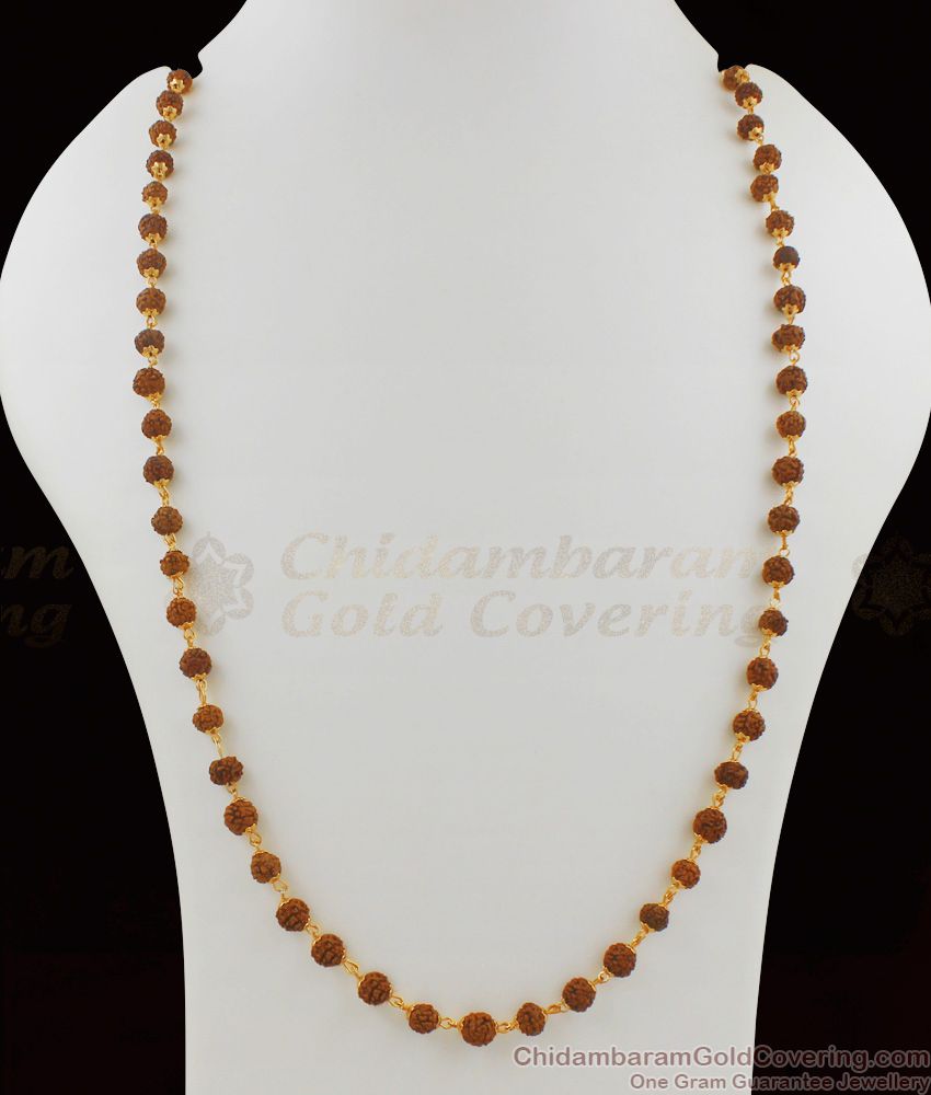 CKMN46 30inches Long Rudraksha Mala Gold Chain Design For Men Daily Use Shop Online