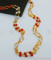 CKMN50-LG 30 Inches Double Line Red Crsytal One Gram Gold Pearl Chain for Daily Use