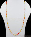 CKMN51 Single Line Red Crsytal One Gram Gold Pearl Chain for Daily Use
