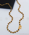 CKMN52-LG 30 Inches Long Gold Plated Black Crystal Ball Beaded Chain For Ladies