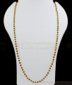 CKMN52-LG 30 Inches Long Gold Plated Black Crystal Ball Beaded Chain For Ladies