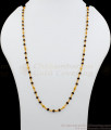 CKMN53-LG 30 Inches Gold Plated Black Crystal Ball Beaded Chain For Ladies