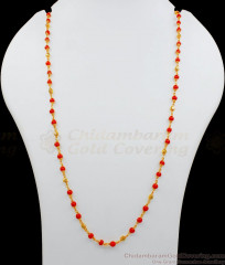 CKMN54 Gold Plated Red Crystal Ball Beaded Chain For Ladies CKMN54 Gold Plated Red Crystal Ball Beaded Chain For Ladies