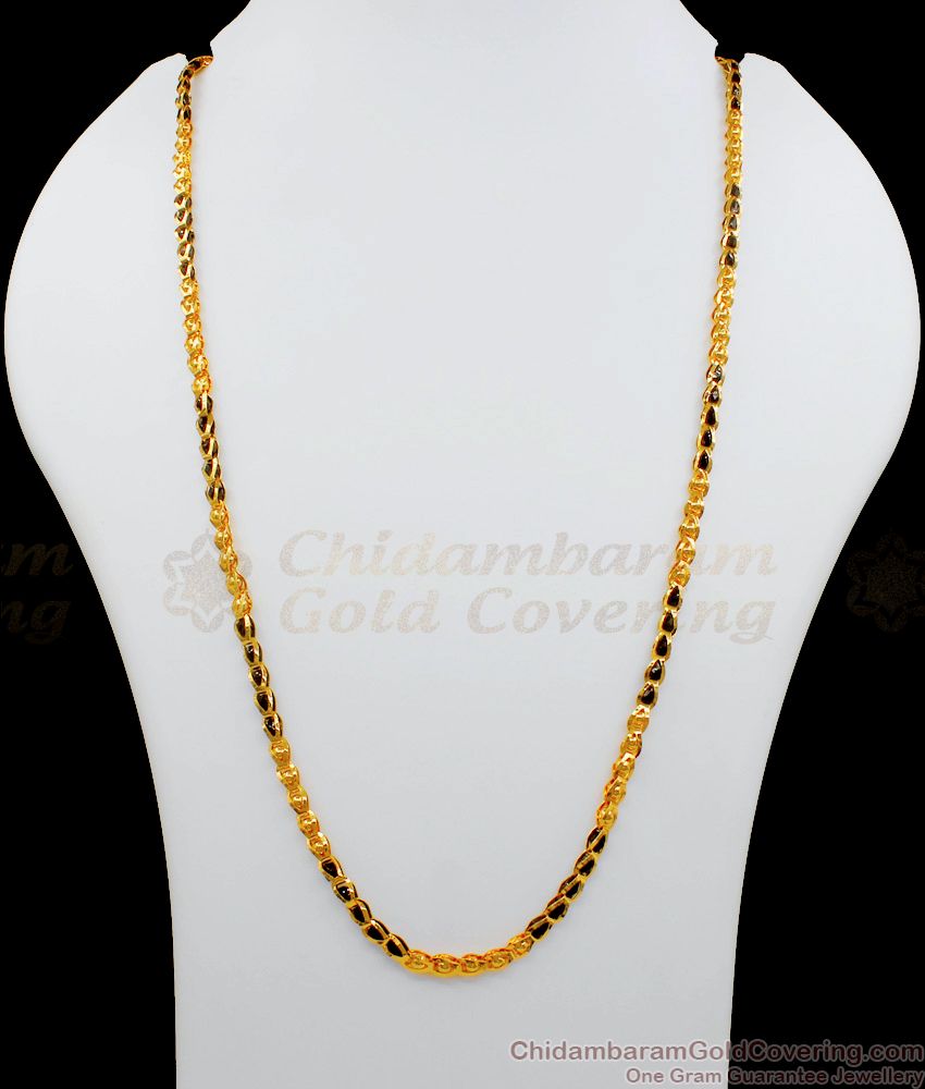 CKMN55 Beautiful Black Crystal One Gram Gold Chain Models for Women