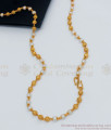 CKMN62 - One Gram Gold Chain White Pearl Ball Beaded Design For Ladies