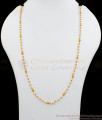 CKMN63 - White Pearl Ball One Gram Gold Chain Beaded Design For Ladies