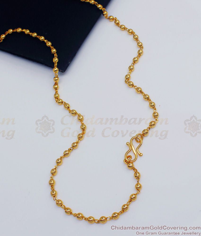 CKMN69 - Slim Single Line Small Gold Beads Chain for Daily Wear