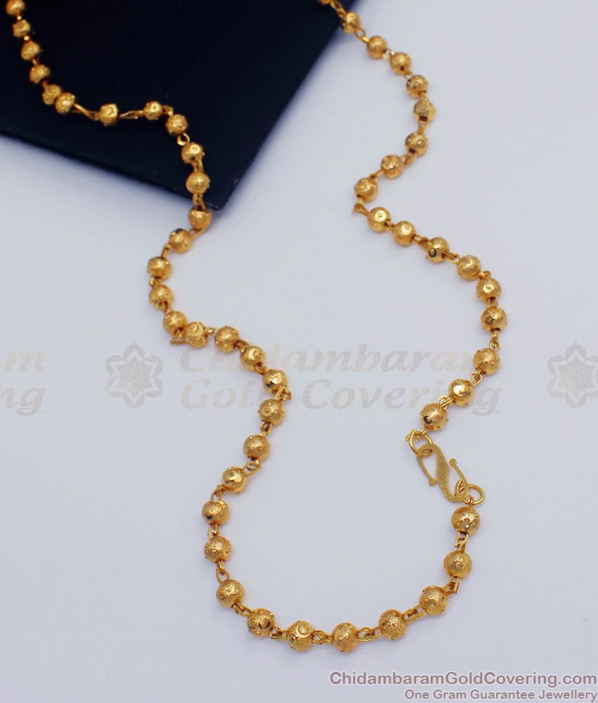 CKMN76 - Glittering Gold Beads Mani Design Daily Wear Chain for Ladies New Arrival