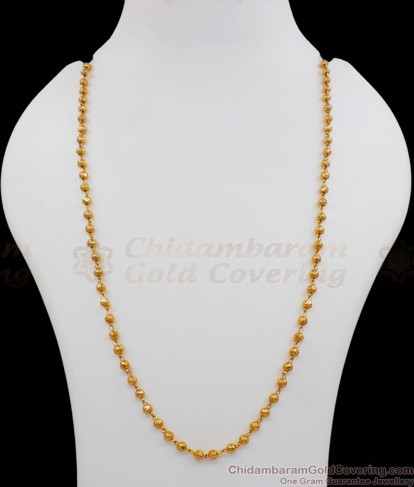 CKMN76 - Glittering Gold Beads Mani Design Daily Wear Chain for Ladies New Arrival
