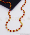 CKMN82 - 24 Inches Gold Plated Red Crystal Ball Beaded Chain For Ladies