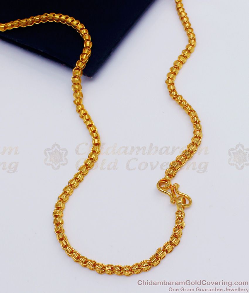 CKMN85 - Interlock Spring Mani Design Gold Beads Daily Wear Chain Collections