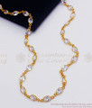 CKMN86 - Sparkling White Crystal Design Gold Links Daily Wear Chain Collections