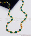 CKMN87 - Emerald Green Crystal Design Gold Links Daily Wear Chain Collections