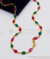 CKMN88 - Mixed Ruby Emerald Crystal Design Gold Links Daily Wear Chain Collections
