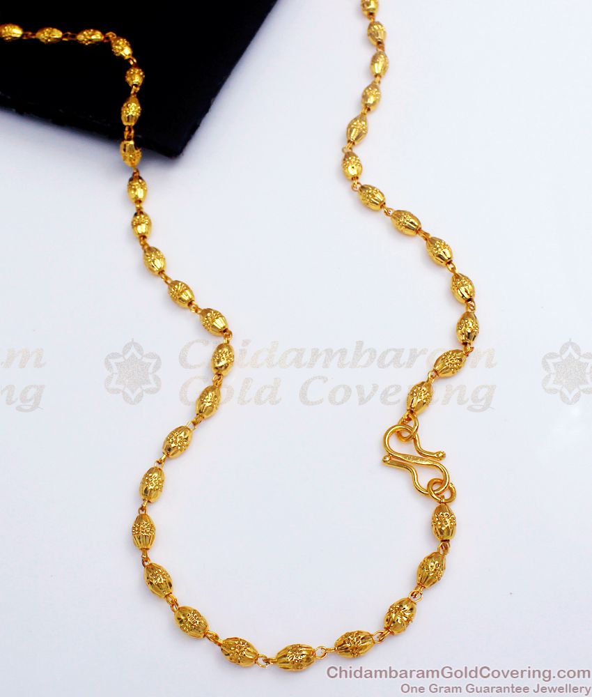 CKMN99 Gold Beads Long Chain Daily Wear Shop Online