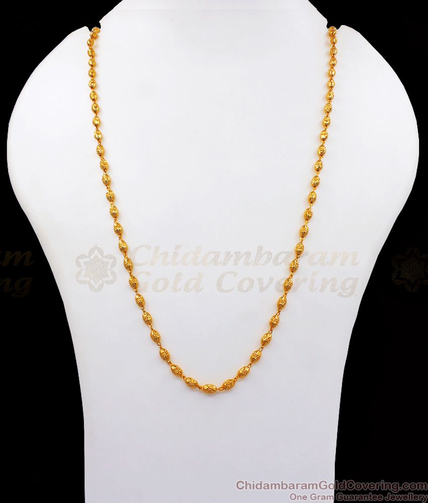 CKMN99 Gold Beads Long Chain Daily Wear Shop Online