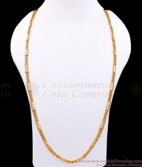 IMP23-Lg - 30 Inch Long Traditional South Indian Textured Tube Link Impon Chain IMP23-Lg - 30 Inch Long Traditional South Indian Textured Tube Link Impon Chain
