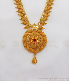 Stunning Gold Haram Design For Party Wear From Chidambaram Gold Covering HR1809 Stunning Gold Haram Design For Party Wear From Chidambaram Gold Covering HR1809