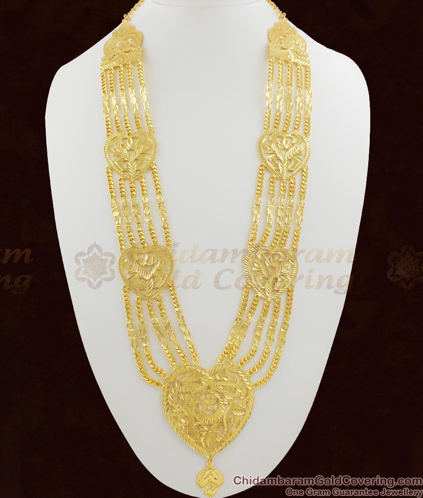 Five Line Design Grand Gold Haram Chain Bridal Wear Jewellery HR1003 Five Line Design Grand Gold Haram Chain Bridal Wear Jewellery HR1003