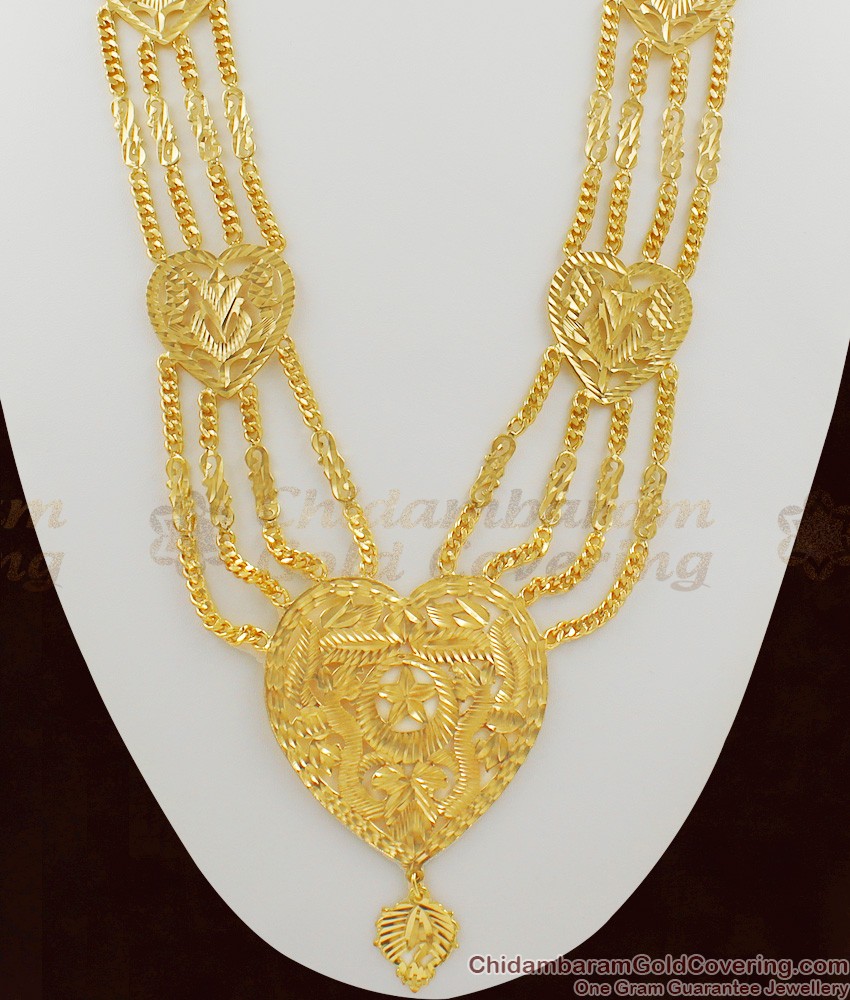 Big Heart Dollar Four Line Gold Governor Malai Heavy Long Haram HR1004 Big Heart Dollar Four Line Gold Governor Malai Heavy Long Haram HR1004