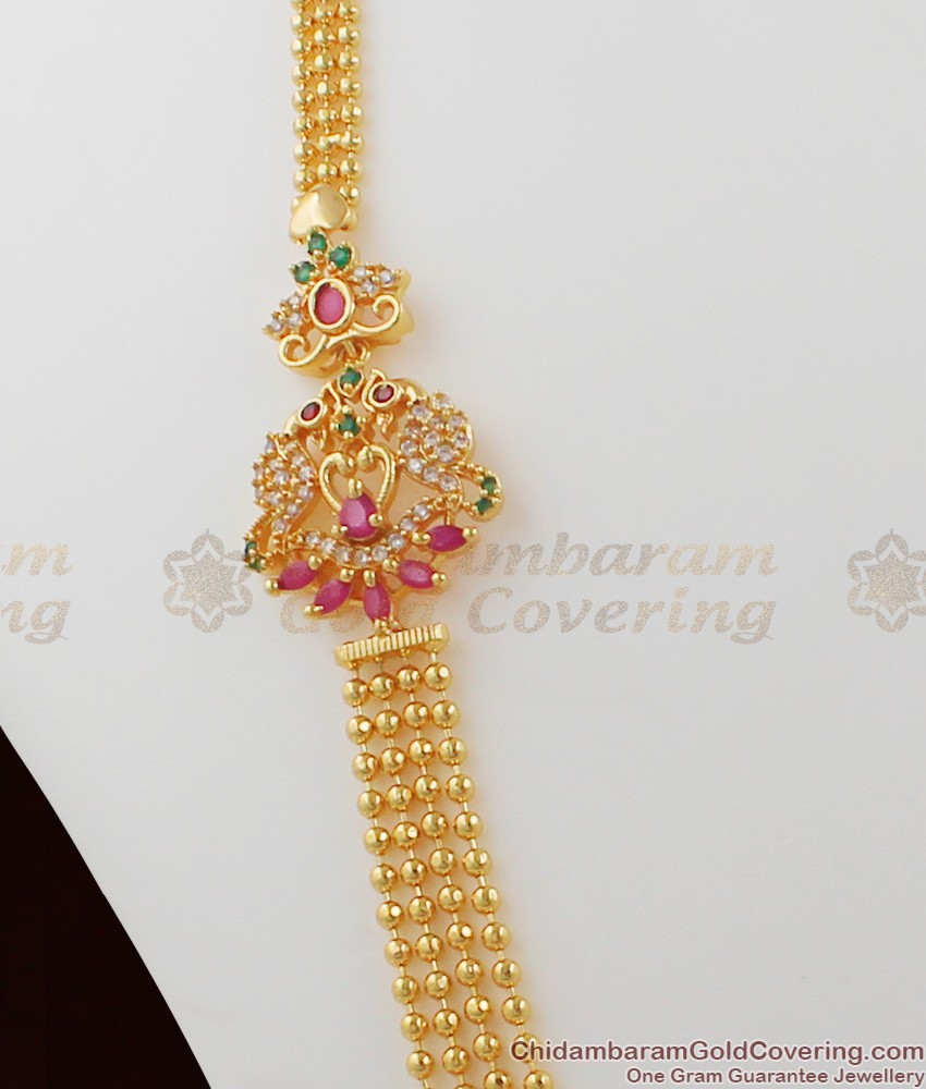 Double Peacock Mugappu Design Short Haram Jewellery Collections Online HR1017