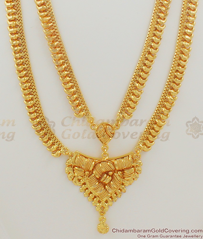 Calcutta Design Pure Gold Double Line Traditional Haram HR1019 Calcutta Design Pure Gold Double Line Traditional Haram HR1019